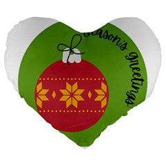 Seasons Greeting Christmas Ornament  Large 19  Premium Heart Shape Cushions by mountainmushroomfamily