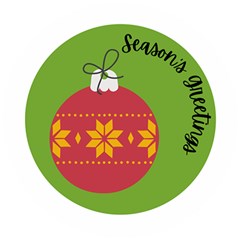 Seasons Greeting Christmas Ornament  Wooden Puzzle Round by mountainmushroomfamily