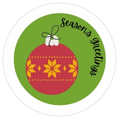 Seasons Greeting Christmas Ornament  Round Trivet by mountainmushroomfamily