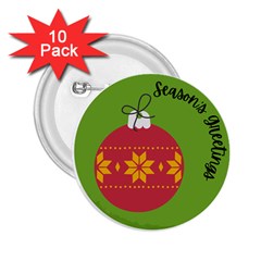 Seasons Greeting Christmas Ornament  2 25  Buttons (10 Pack)  by mountainmushroomfamily