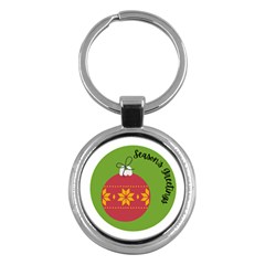 Seasons Greeting Christmas Ornament  Key Chain (round) by mountainmushroomfamily