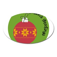 Seasons Greeting Christmas Ornament  Oval Magnet by mountainmushroomfamily