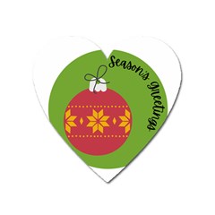 Seasons Greeting Christmas Ornament  Heart Magnet by mountainmushroomfamily