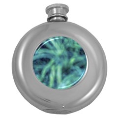 Blue Abstract Stars Round Hip Flask (5 Oz) by DimitriosArt