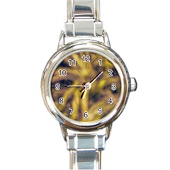 Yellow Abstract Stars Round Italian Charm Watch by DimitriosArt