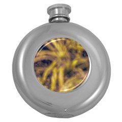 Yellow Abstract Stars Round Hip Flask (5 Oz) by DimitriosArt