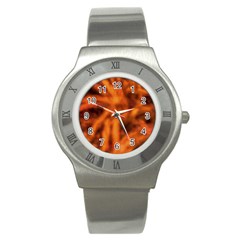 Red Abstract Stars Stainless Steel Watch by DimitriosArt