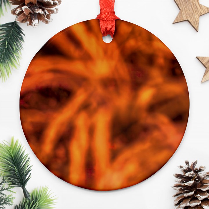 Red Abstract Stars Round Ornament (Two Sides)