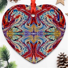 Red Feathers Ornament (heart) by kaleidomarblingart