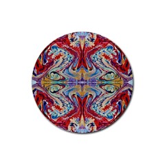 Red Feathers Rubber Round Coaster (4 Pack) by kaleidomarblingart