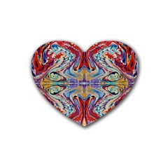 Red Feathers Rubber Coaster (heart) by kaleidomarblingart