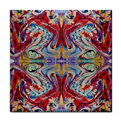 Red Feathers Tile Coaster by kaleidomarblingart