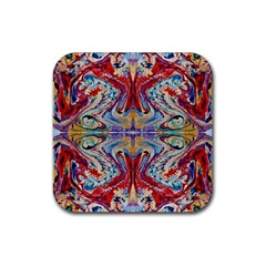 Red Feathers Rubber Coaster (square) by kaleidomarblingart