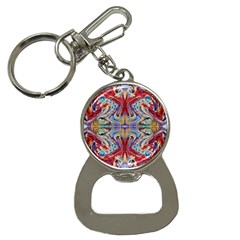 Red Feathers Bottle Opener Key Chain by kaleidomarblingart