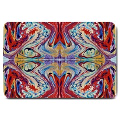 Red Feathers Large Doormat  by kaleidomarblingart