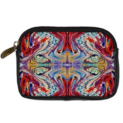 Red Feathers Digital Camera Leather Case by kaleidomarblingart