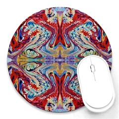 Red Feathers Round Mousepads by kaleidomarblingart