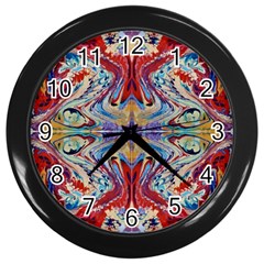 Red Feathers Wall Clock (black) by kaleidomarblingart