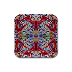 Red Feathers Rubber Square Coaster (4 Pack) by kaleidomarblingart