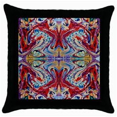 Red Feathers Throw Pillow Case (black) by kaleidomarblingart