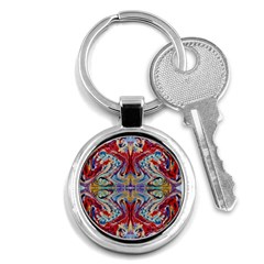 Red Feathers Key Chain (round) by kaleidomarblingart