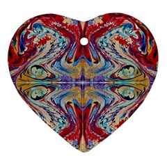 Red Feathers Heart Ornament (two Sides) by kaleidomarblingart