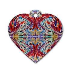 Red Feathers Dog Tag Heart (one Side) by kaleidomarblingart