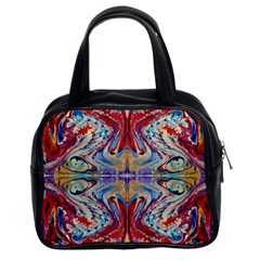 Red Feathers Classic Handbag (two Sides) by kaleidomarblingart