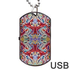 Red Feathers Dog Tag Usb Flash (two Sides) by kaleidomarblingart