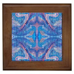 Blue Repeats Framed Tile by kaleidomarblingart