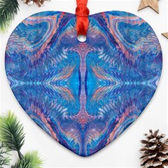 Blue Repeats Ornament (heart) by kaleidomarblingart