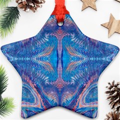 Blue Repeats Ornament (star) by kaleidomarblingart