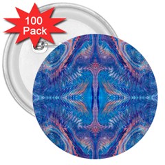 Blue Repeats 3  Buttons (100 Pack)  by kaleidomarblingart