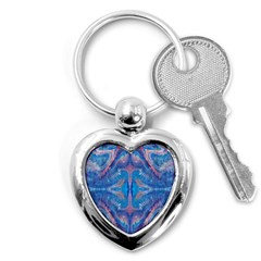 Blue Repeats Key Chain (heart) by kaleidomarblingart