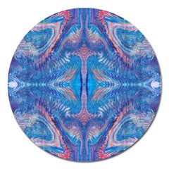 Blue Repeats Magnet 5  (round) by kaleidomarblingart