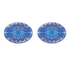 Blue Repeats Cufflinks (oval) by kaleidomarblingart