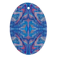 Blue Repeats Oval Ornament (two Sides) by kaleidomarblingart