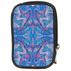 Blue Repeats Compact Camera Leather Case by kaleidomarblingart