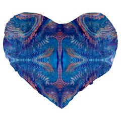 Blue Repeats Large 19  Premium Heart Shape Cushions by kaleidomarblingart