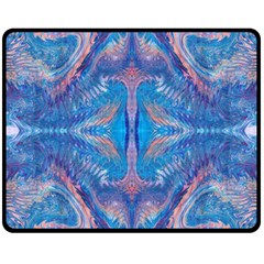 Blue Repeats Double Sided Fleece Blanket (medium)  by kaleidomarblingart