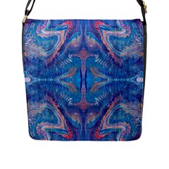 Blue Repeats Flap Closure Messenger Bag (l) by kaleidomarblingart