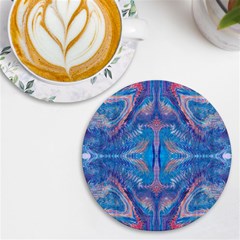 Blue Repeats Uv Print Round Tile Coaster by kaleidomarblingart