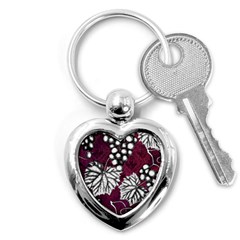 Grapes On Purple Key Chain (heart) by Pixelchicken