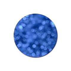 Light Reflections Abstract No5 Blue Rubber Coaster (round) by DimitriosArt