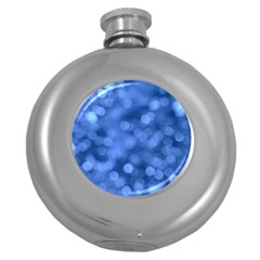 Light Reflections Abstract No5 Blue Round Hip Flask (5 Oz) by DimitriosArt