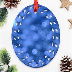 Light Reflections Abstract No5 Blue Oval Filigree Ornament (two Sides) by DimitriosArt