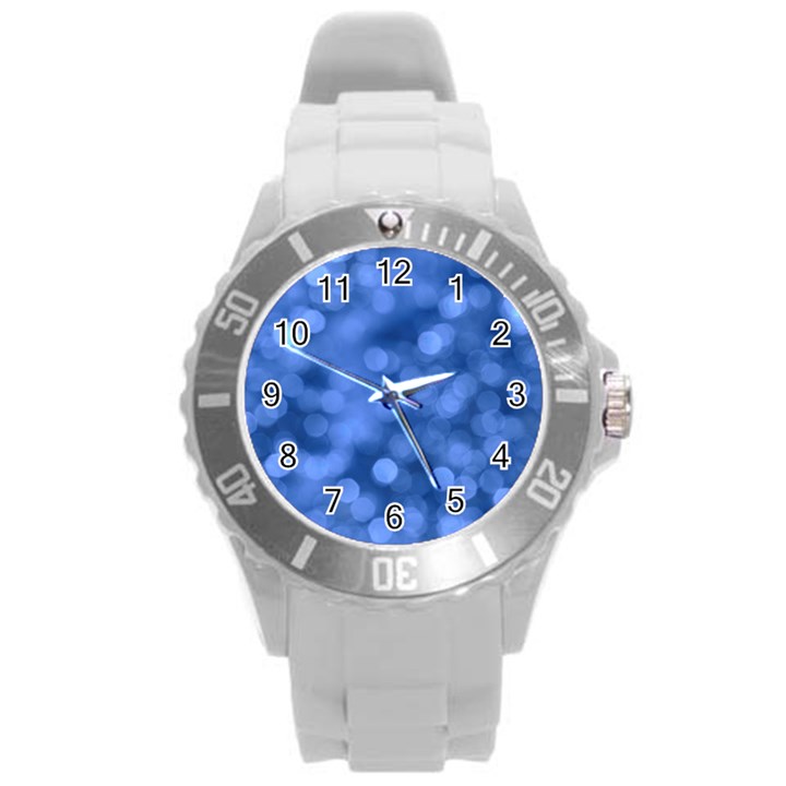 Light Reflections Abstract No5 Blue Round Plastic Sport Watch (L)