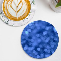 Light Reflections Abstract No5 Blue Uv Print Round Tile Coaster by DimitriosArt