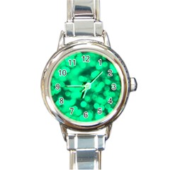 Light Reflections Abstract No10 Green Round Italian Charm Watch by DimitriosArt