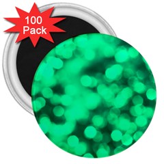 Light Reflections Abstract No10 Green 3  Magnets (100 Pack) by DimitriosArt